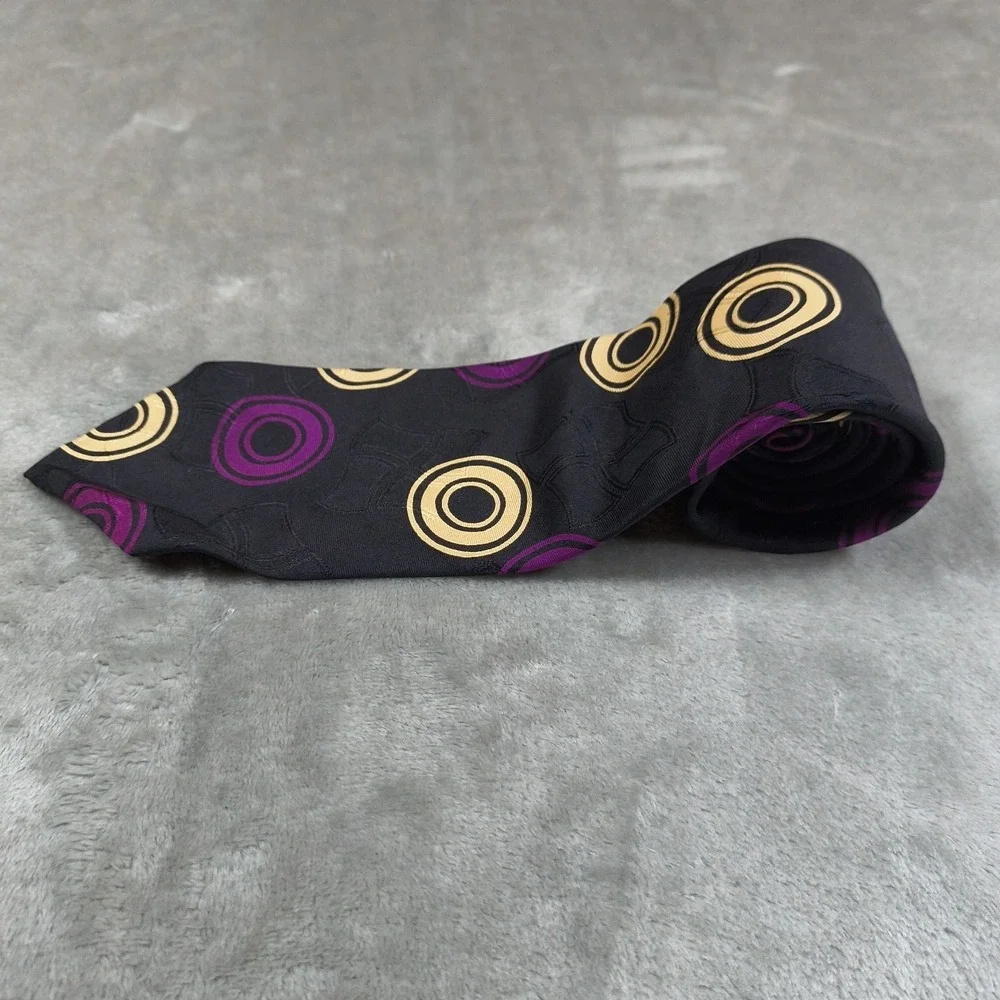 Vintage Polo‎ Ralph Lauren Tie Mens 56x3.25 Black Purple Geometric Abstract USA